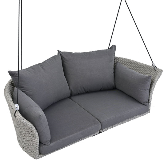 2 Person Hanging Seat, Rattan Woven Swing Chair, Porch Swing With Ropes Hearth and Haven