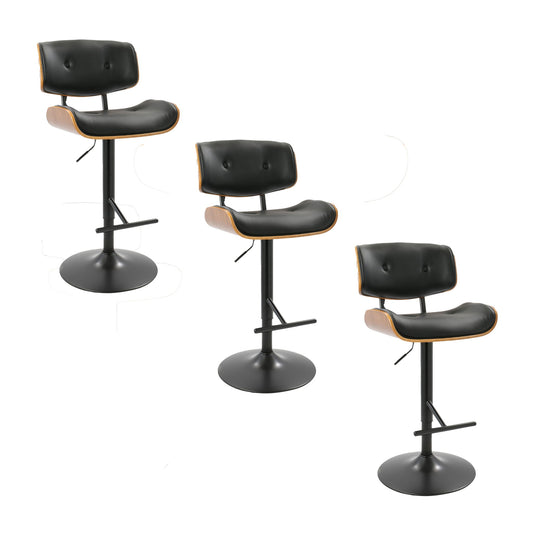 Lombardi - Mid Century Modern Adjustable Barstool With Swivel With Straight T Footrest (Set of 3) Lumi Source
