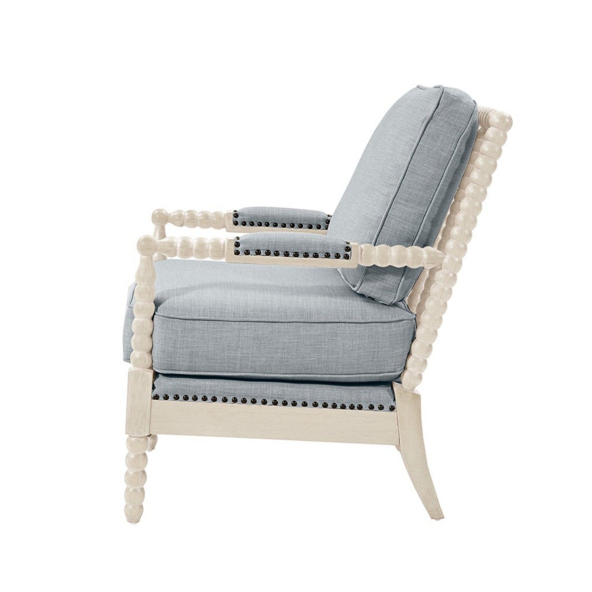 Arm Chair With Open Back Spindle Design, Padded Armrests JLA
