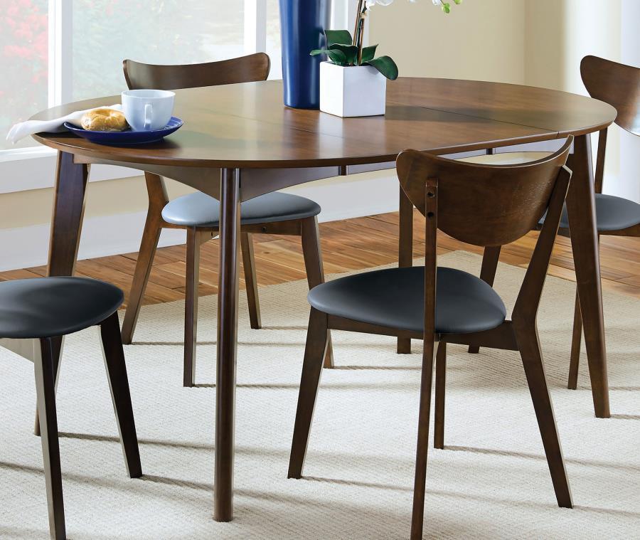 Jedda - Oval Extension Leaf Dining Table - Dark Walnut CoasterEveryday