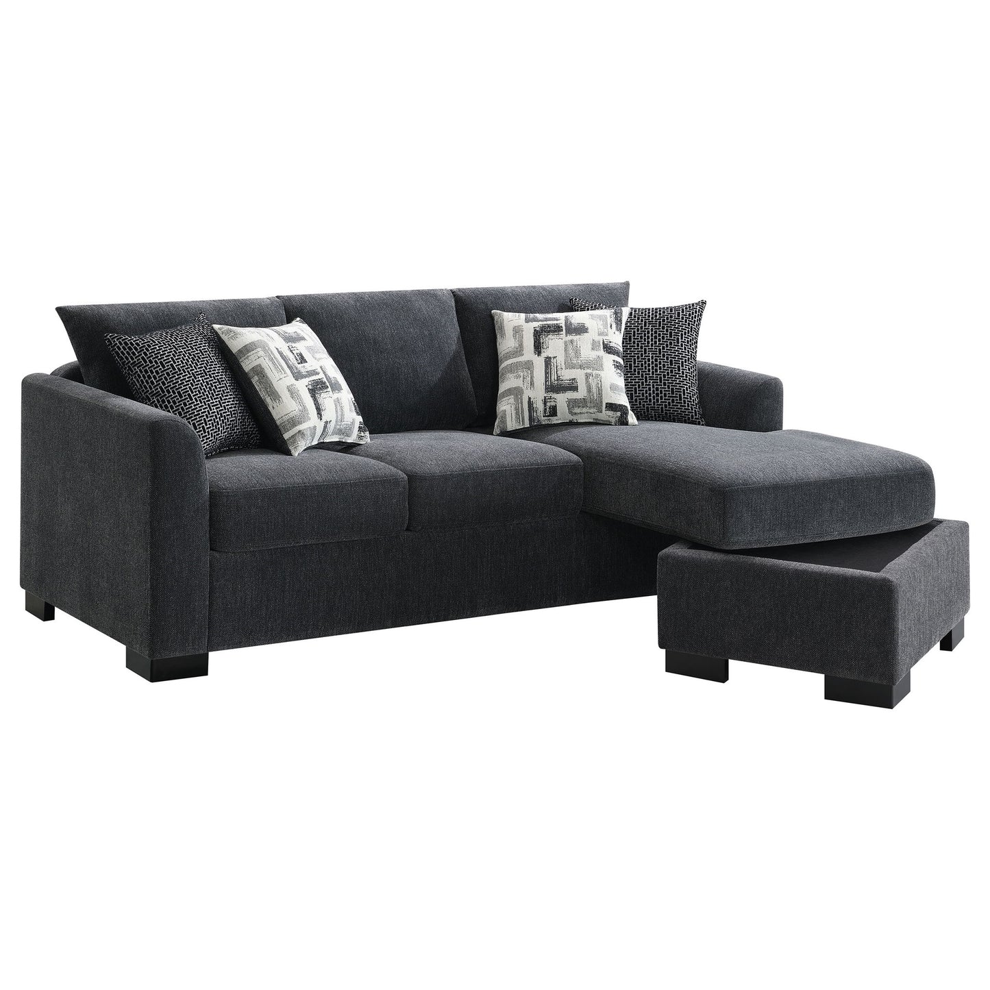 Pacheco - Upholstered Sleeper Sectional Chaise Sofa With Pocket Coils And Reversible Cushions - Dark Gray Furniture Max