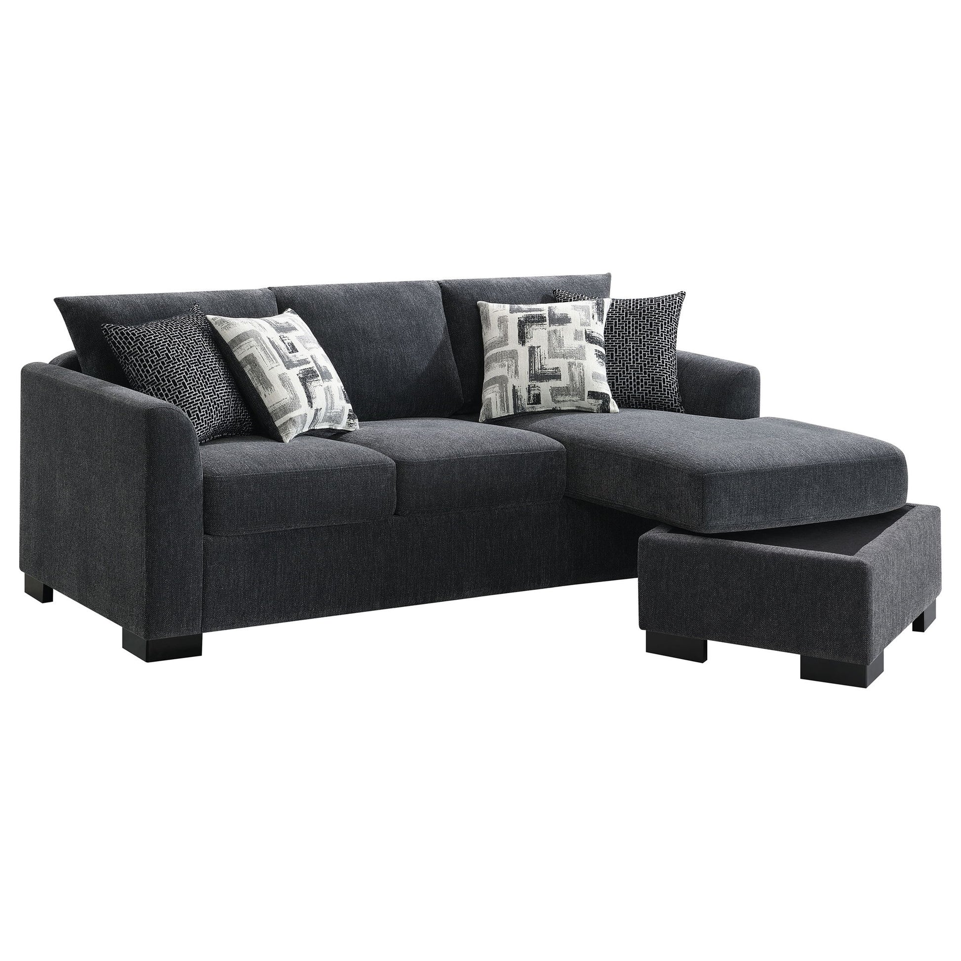 Pacheco - Upholstered Sleeper Sectional Chaise Sofa With Pocket Coils And Reversible Cushions - Dark Gray Furniture Max