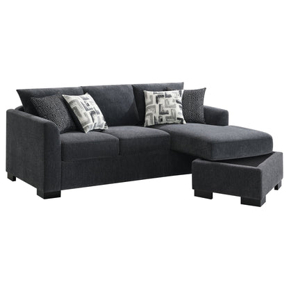 Pacheco - Upholstered Sleeper Sectional Chaise Sofa With Pocket Coils And Reversible Cushions - Dark Gray Furniture Max
