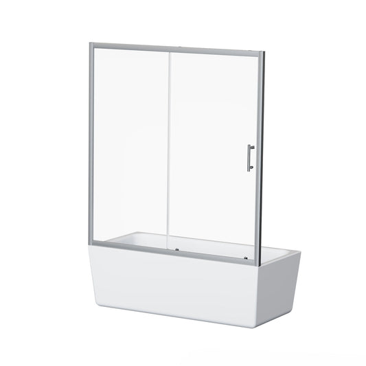 Single Sliding Shower Door For Bathtub With And Handle - Chrome Daily Nest