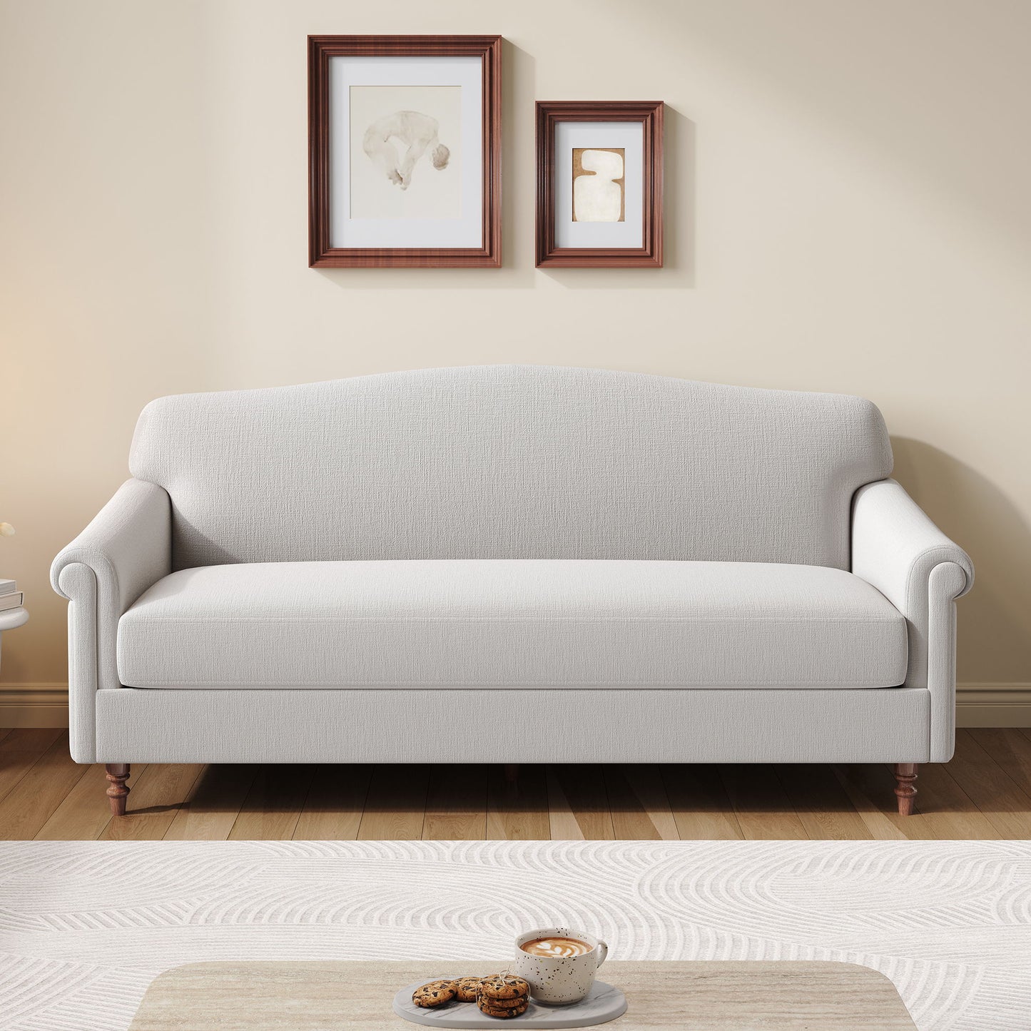 Loveseat Sofa, 2 Seater Couch With Rolled Arms Noble House