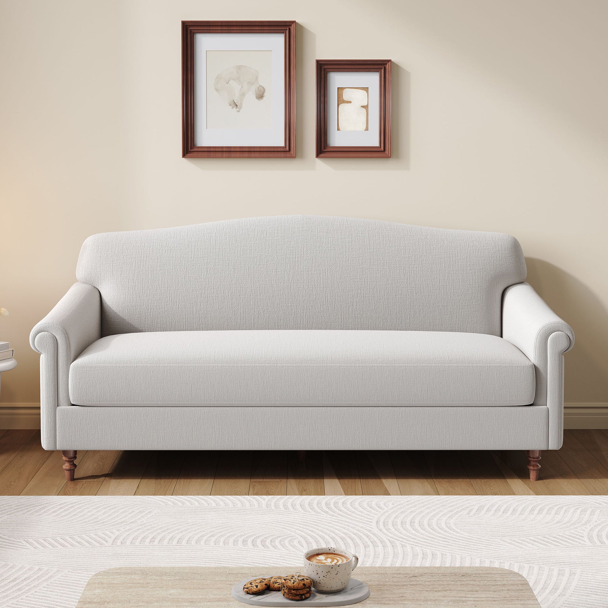 Loveseat Sofa, 2 Seater Couch With Rolled Arms Noble House