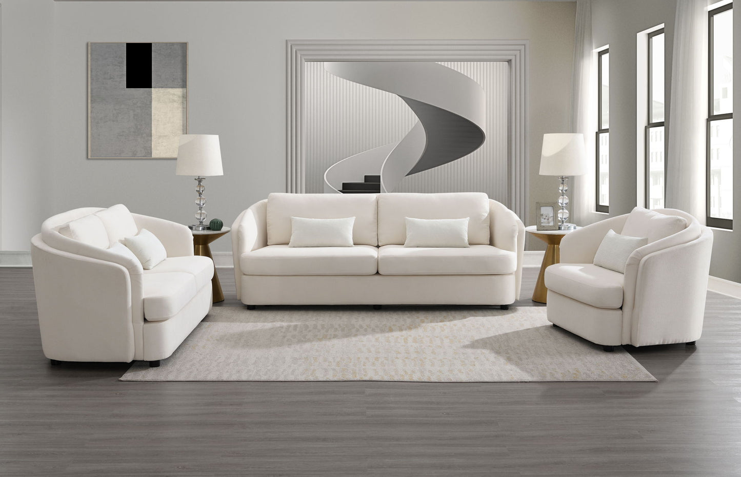 Mariko - 3 Piece Living Room Set Sofa Loveseat Chair - Beige Acme
