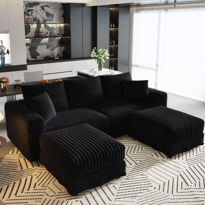 Convertible Deep Seat Sofa With Soft Pillows And Ottomans Home Essentials