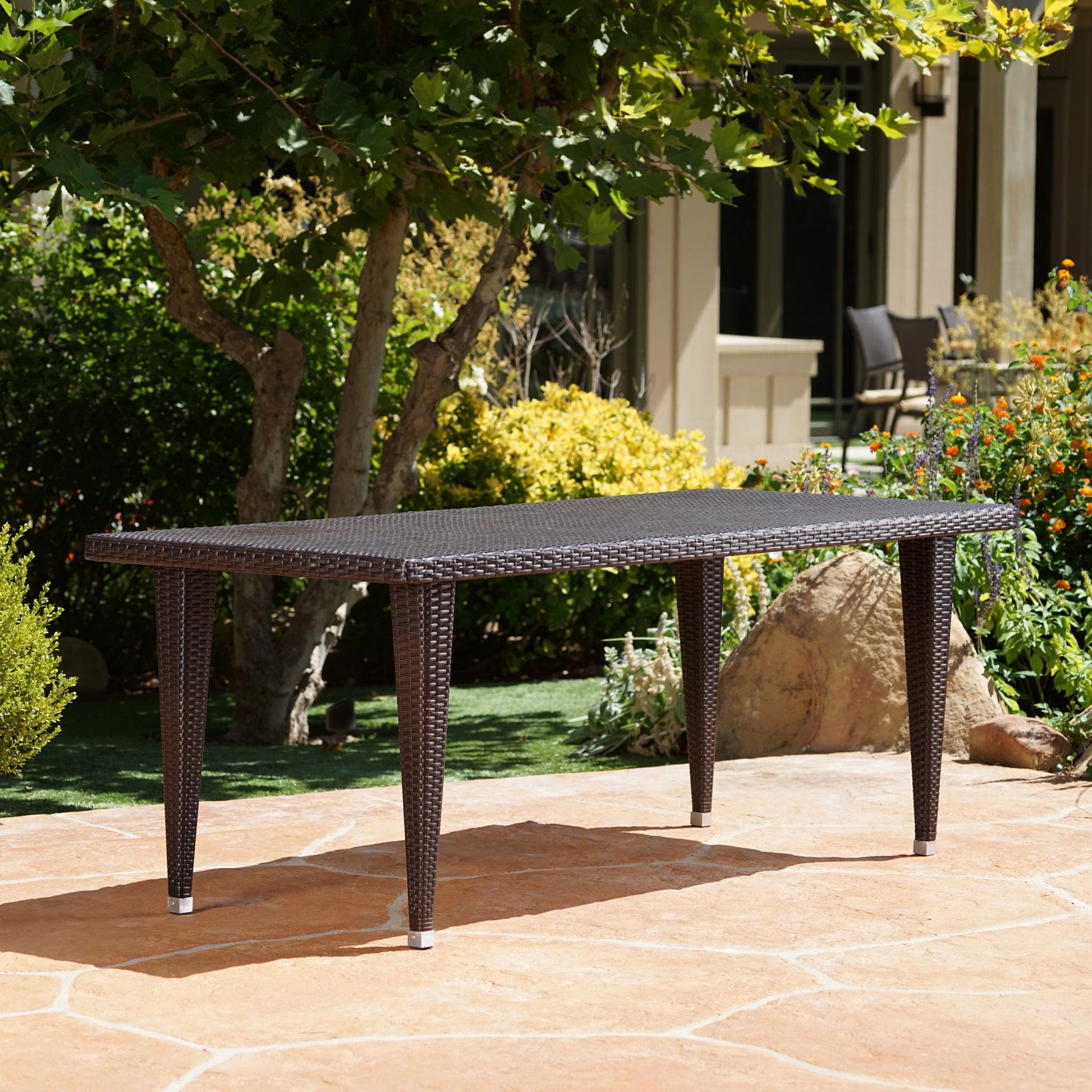 Reflect - Outdoor Dining Table With Rattan Cover - Dark Gray Noble House