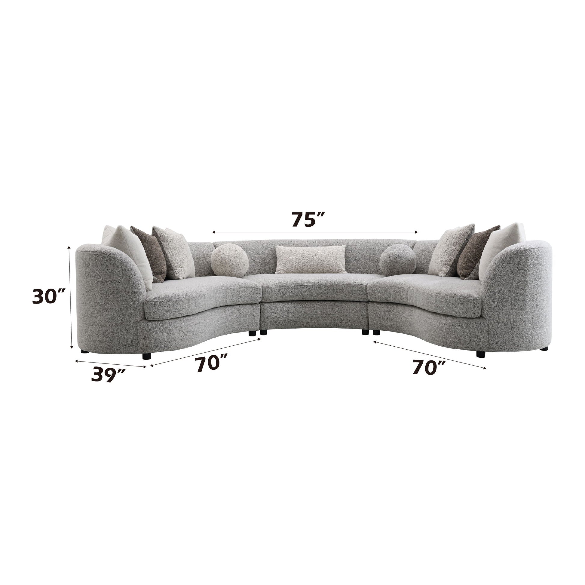 Ivria - Boucle Sectional Sofa With 9 Pillows - Gray Acme