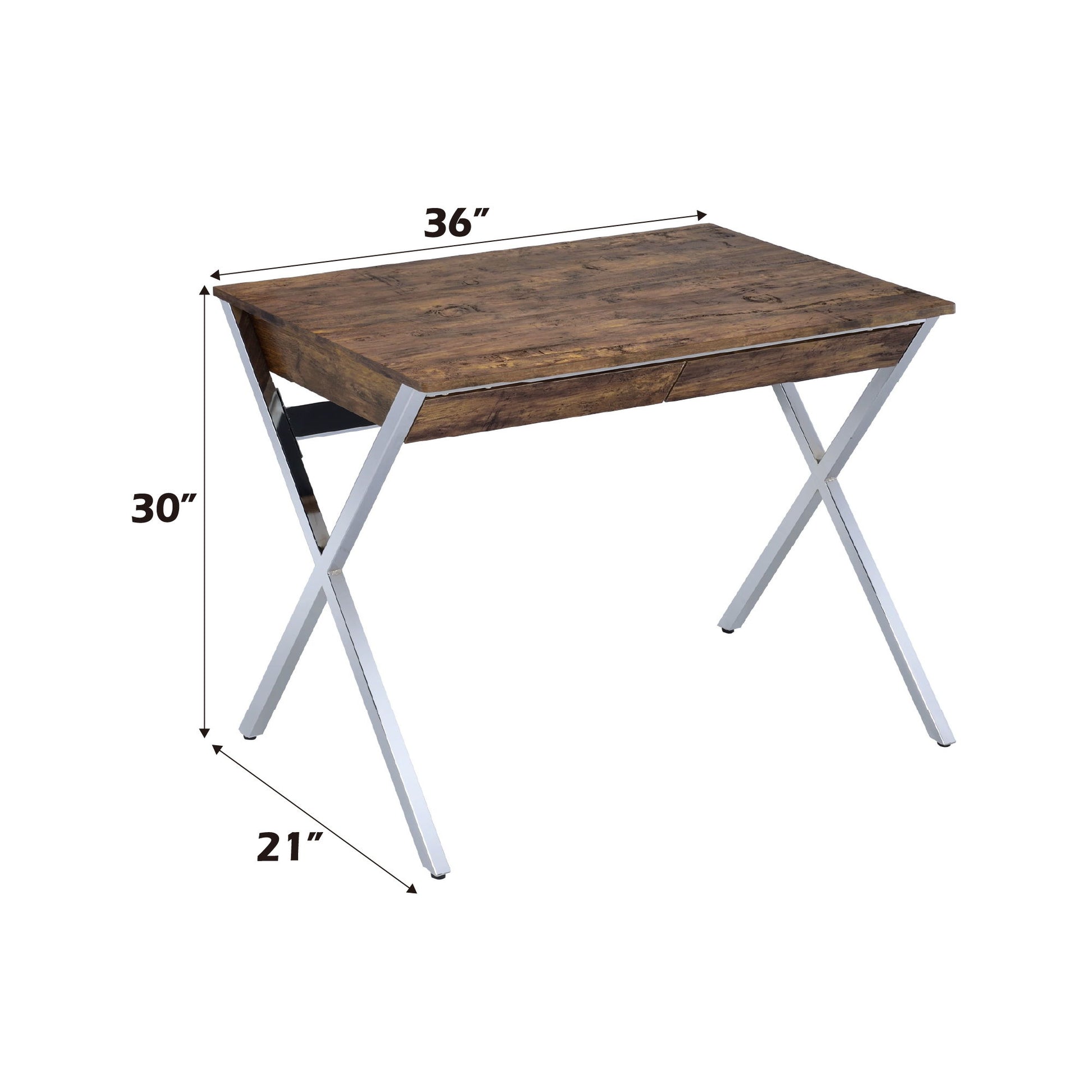 Callers - Weathered Writing Desk - Chrome / Oak Acme