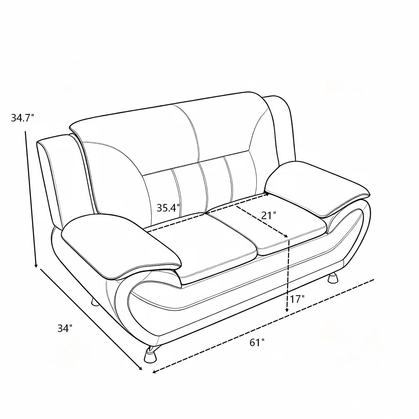 3 Piece Sofa Set, Upholstered Living Room Furniture - Camel US Pride