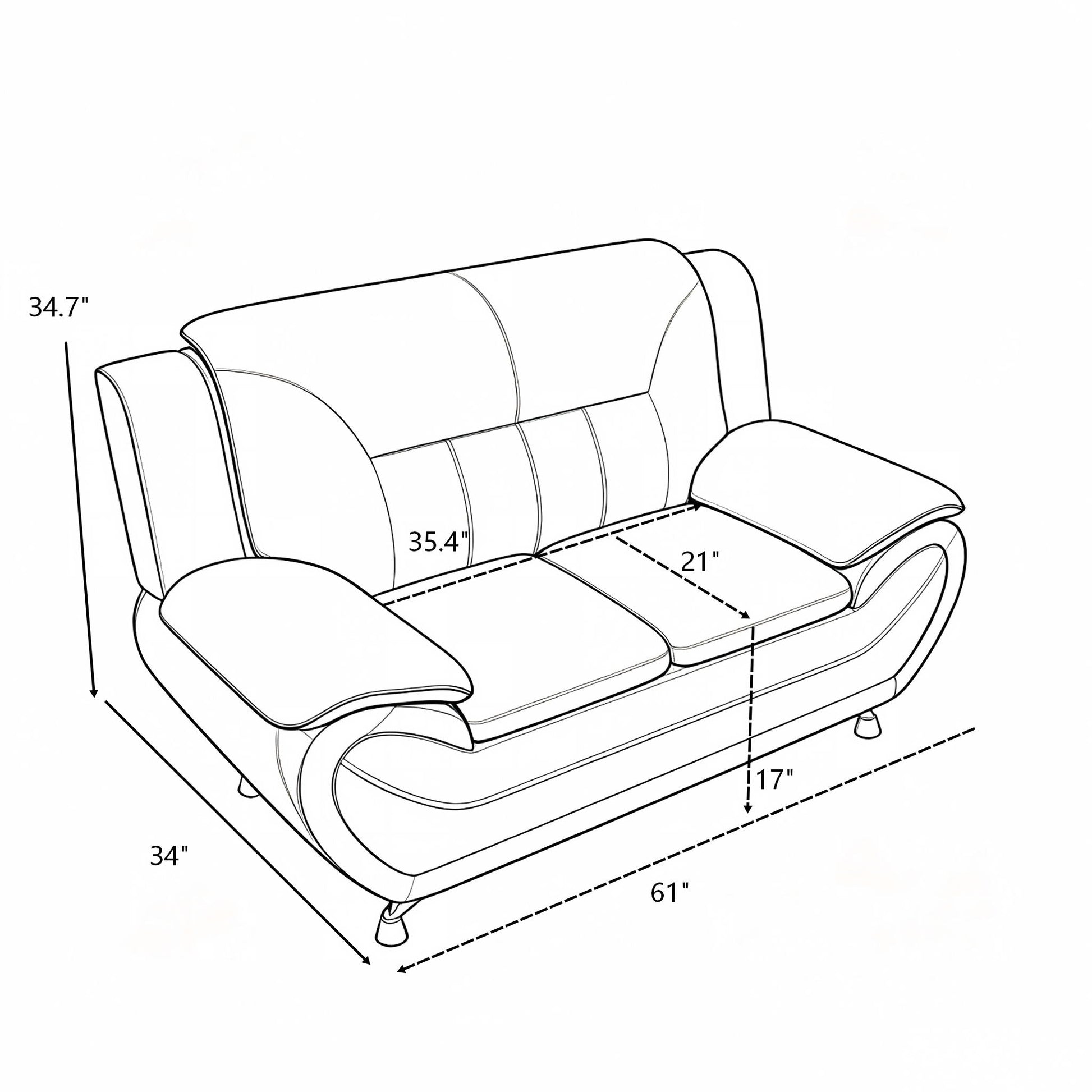 3 Piece Sofa Set, Upholstered Living Room Furniture - Camel US Pride