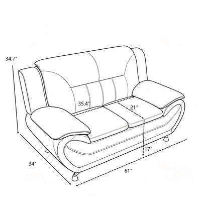 3 Piece Sofa Set, Upholstered Living Room Furniture - Camel US Pride