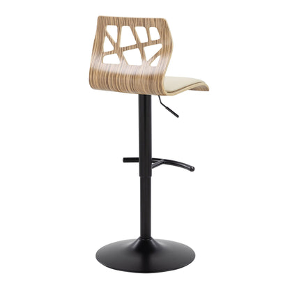 Folia - Mid Century Modern Adjustable Barstool With Swivel With Rounded T Footrest (Set of 2) Lumi Source
