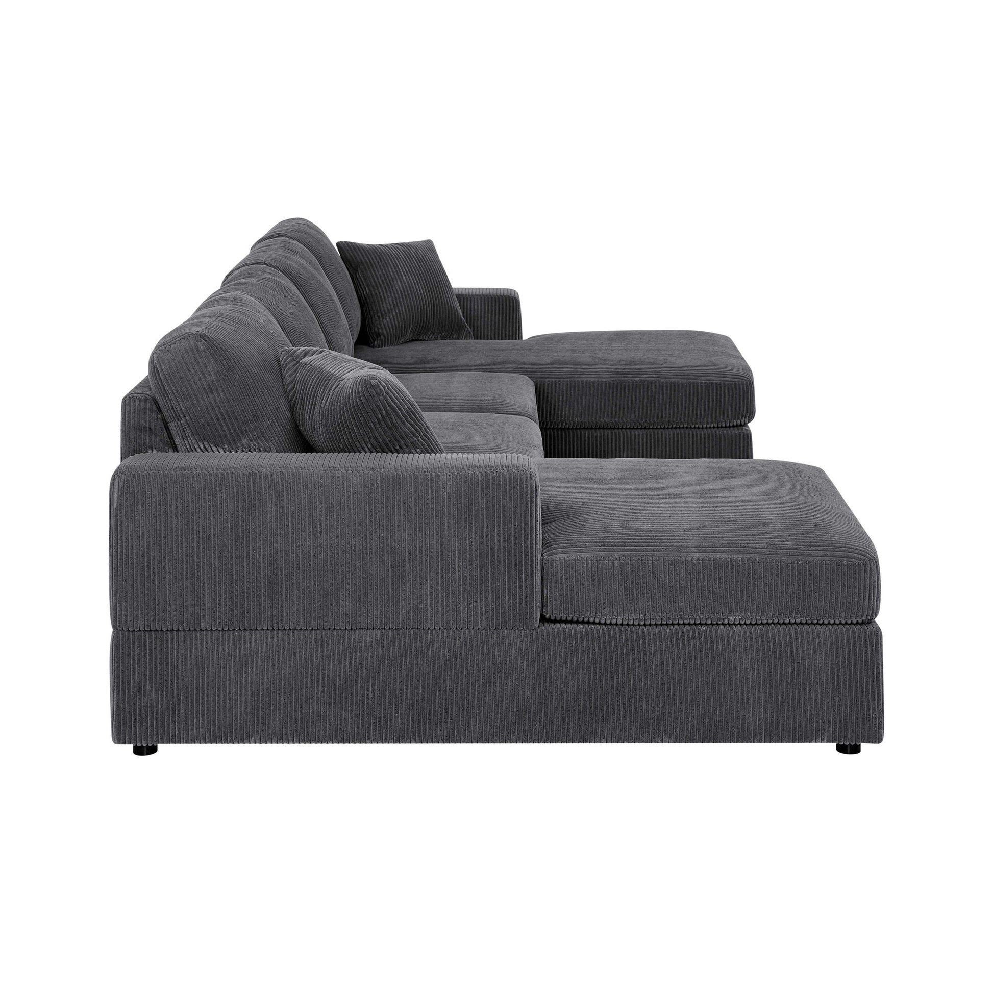 3 Piece Corduroy Double Chaise Sectional Sofa The Soft House