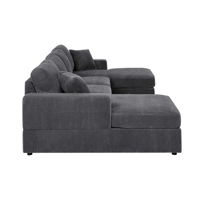 3 Piece Corduroy Double Chaise Sectional Sofa The Soft House