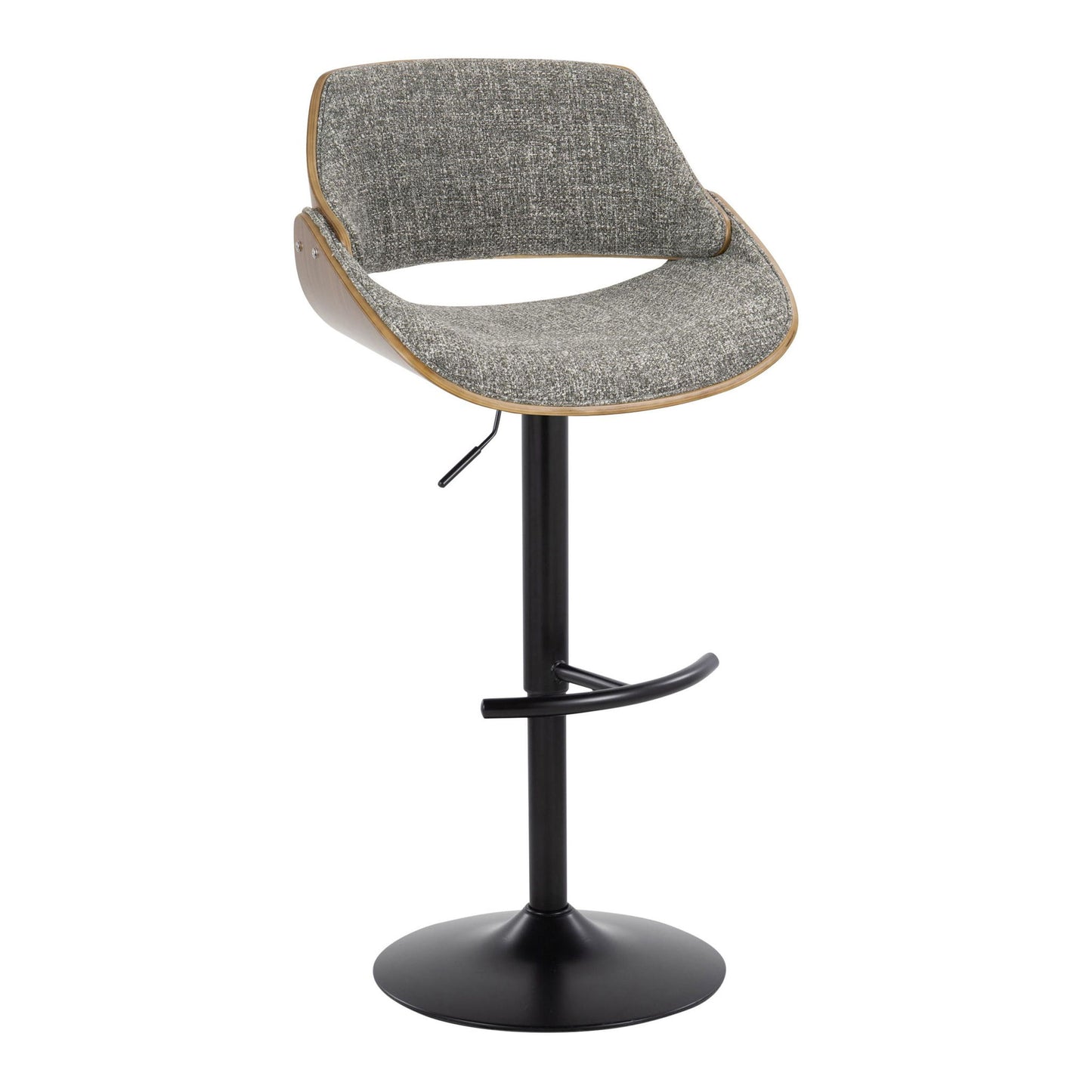 Fabrizzi - Mid Century Modern Adjustable BarStool With Rounded T Footrest (Set of 2) Lumi Source