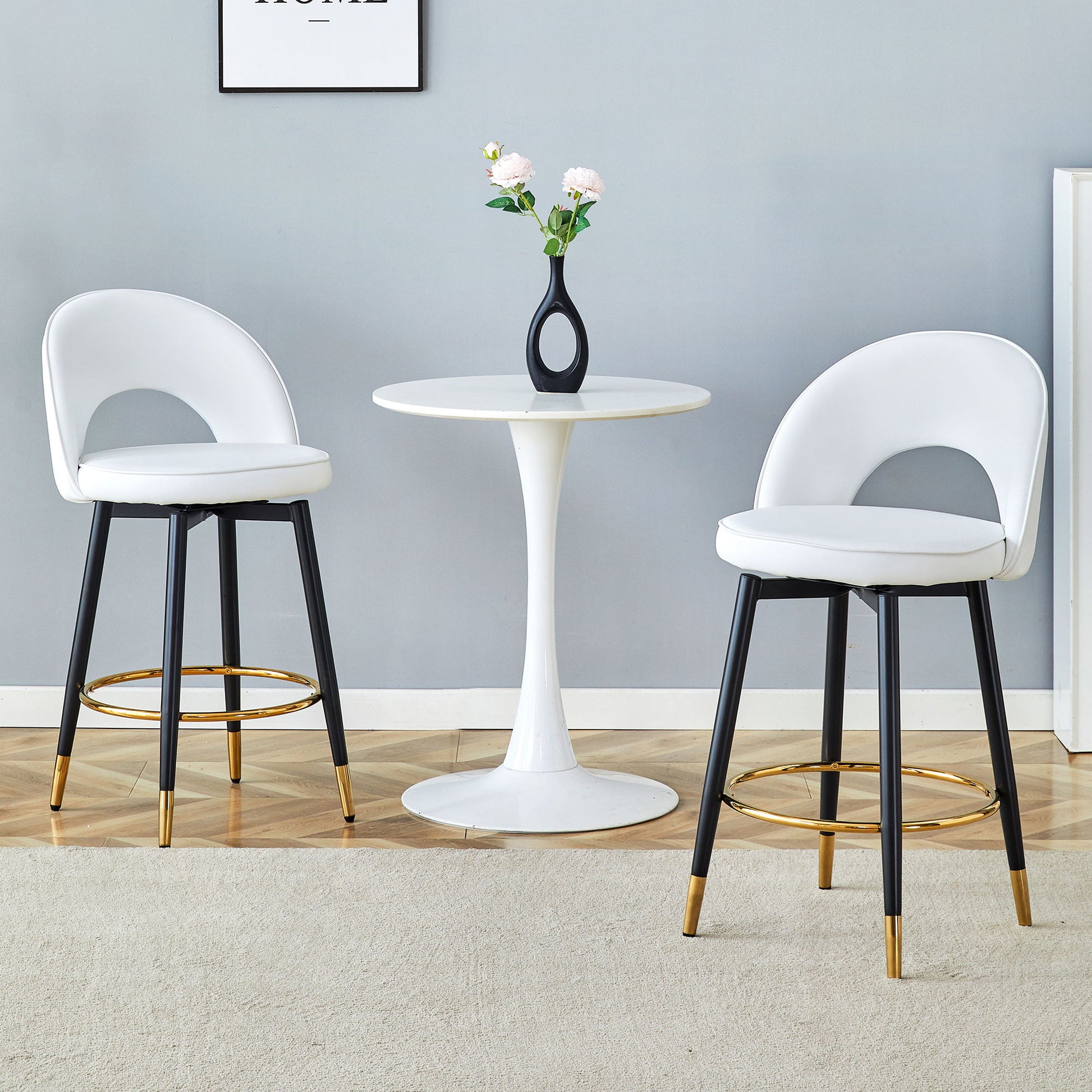 Upholstered Rotatable Bar Chair With Metal Legs For Dining Room Home Essentials