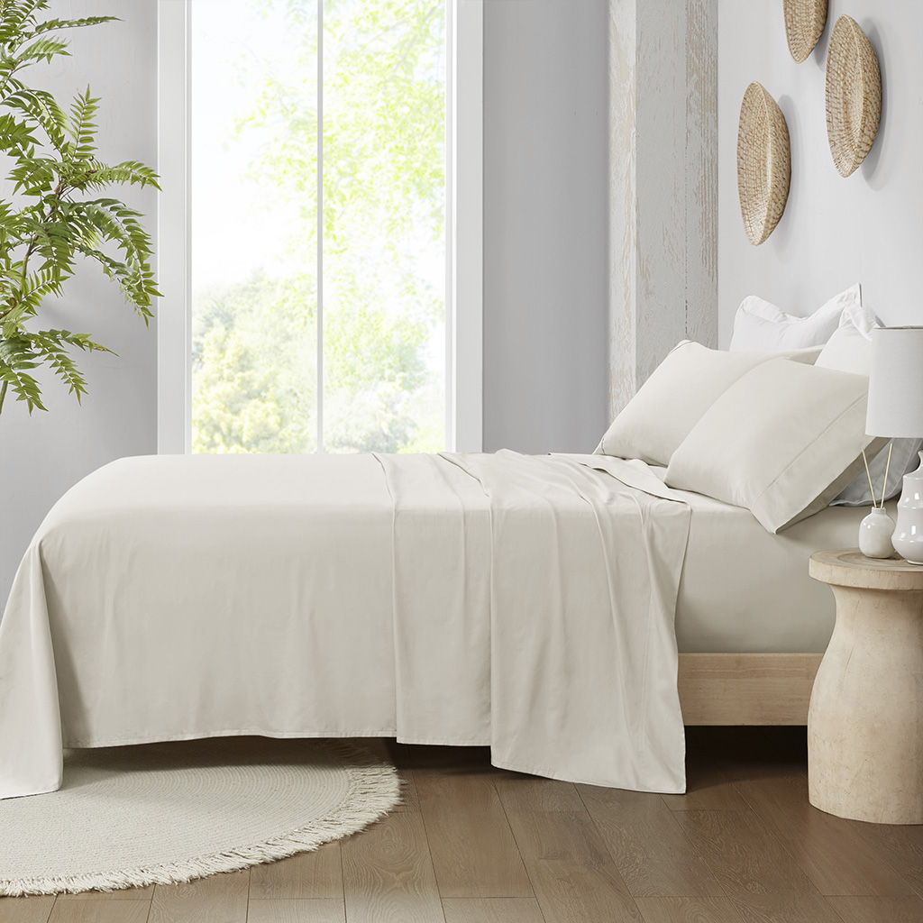 300 Thread Count Organic Cotton - King Deep Pocket Sheet Set - Ivory Madison Park