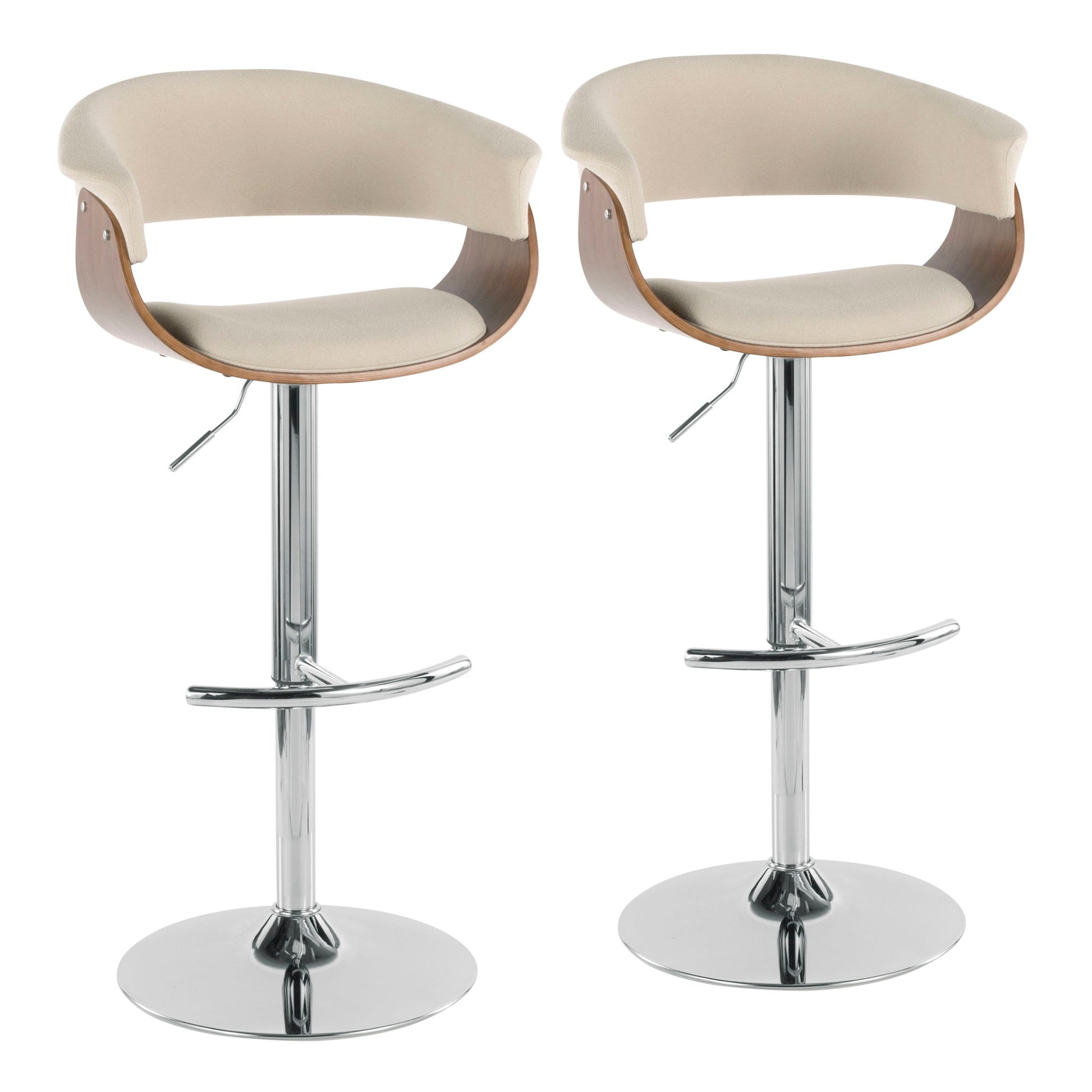 Vintage Mod - Mid Century Modern Adjustable Height Barstool With Swivel With Rounded T Footrest (Set of 2) Lumi Source