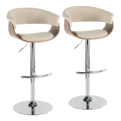 Vintage Mod - Mid Century Modern Adjustable Height Barstool With Swivel With Rounded T Footrest (Set of 2) Lumi Source
