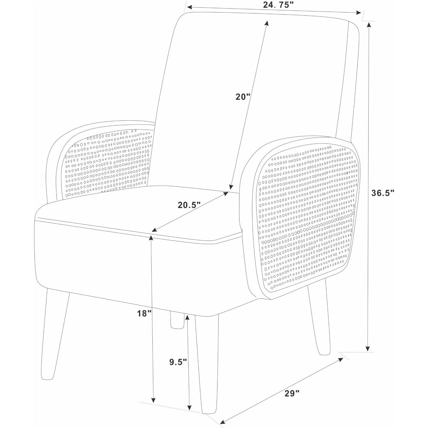 Upholstered Armchair With Tall Legs - Brown Home Essentials