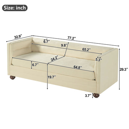 3 Seater Sofa Upholstery With Square Arms, Living Room Couch Noble House
