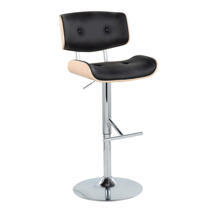 Lombardi - Contemporary Adjustable Barstool With Swivel With Straight T Footrest (Set of 2) Lumi Source