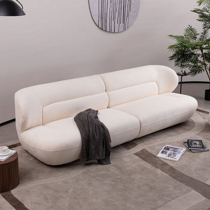Modern Fashion Yp40116W Circular Curve Design Sofa, 4 Seater For Office & Bedroom - White Home Essentials