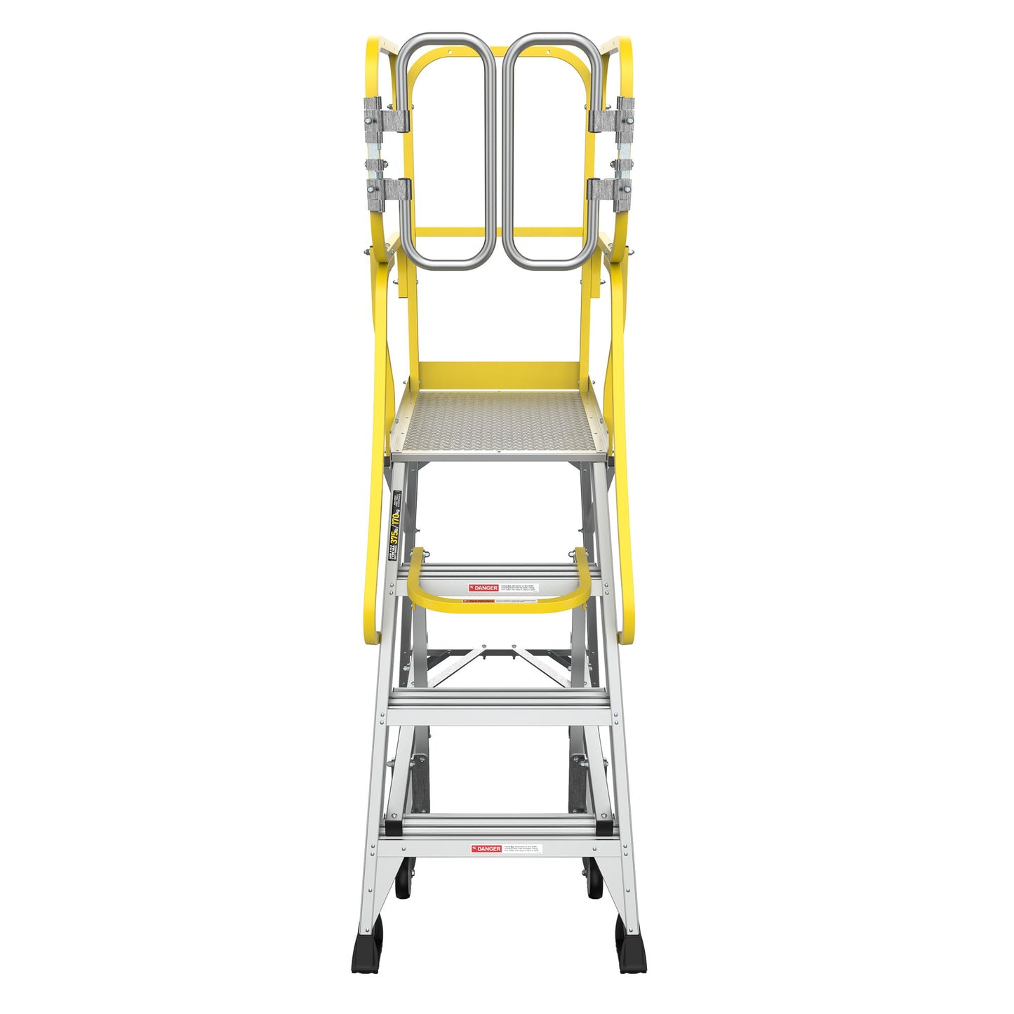 Heavy Duty Aluminum Rolling Platform Ladder With Steps, 375Lbs Capacity Daily Nest