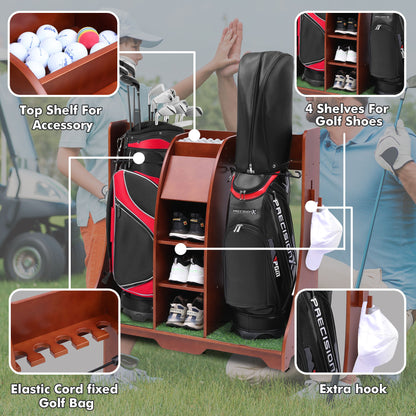 Wood Freestanding Adjustable Multi Use Golf Shelf - Reddish Brown Daily Nest