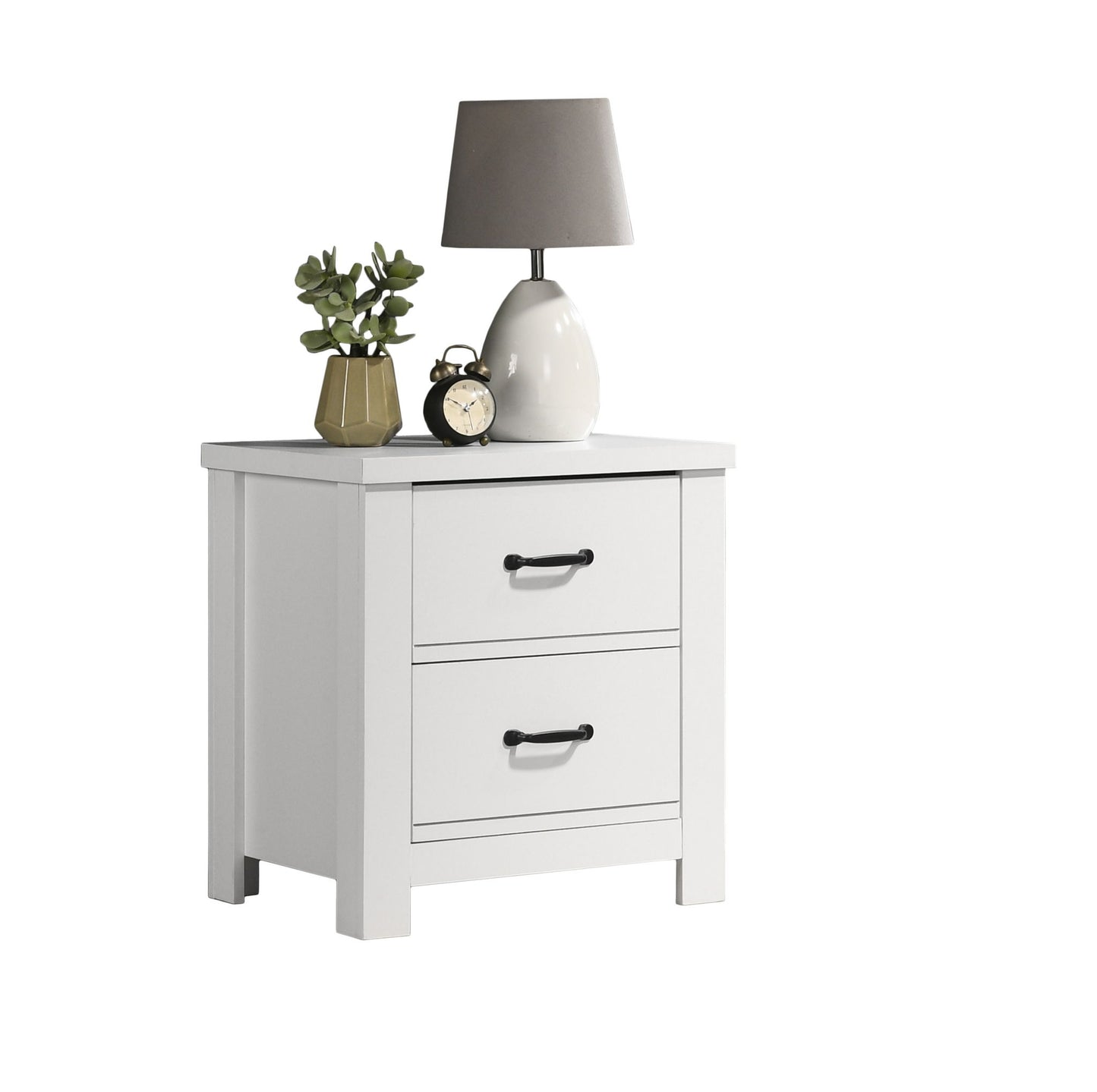 Cassini - 2 Drawer Nightstand Bedside Table - White Lilola Home