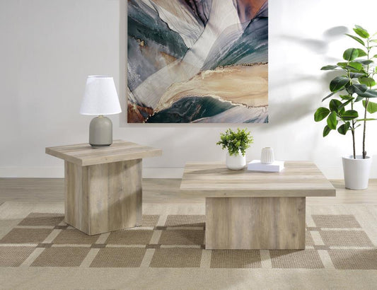 Devar - Square Coffee End Table Set - Distressed Pine Coaster Fine Furniture