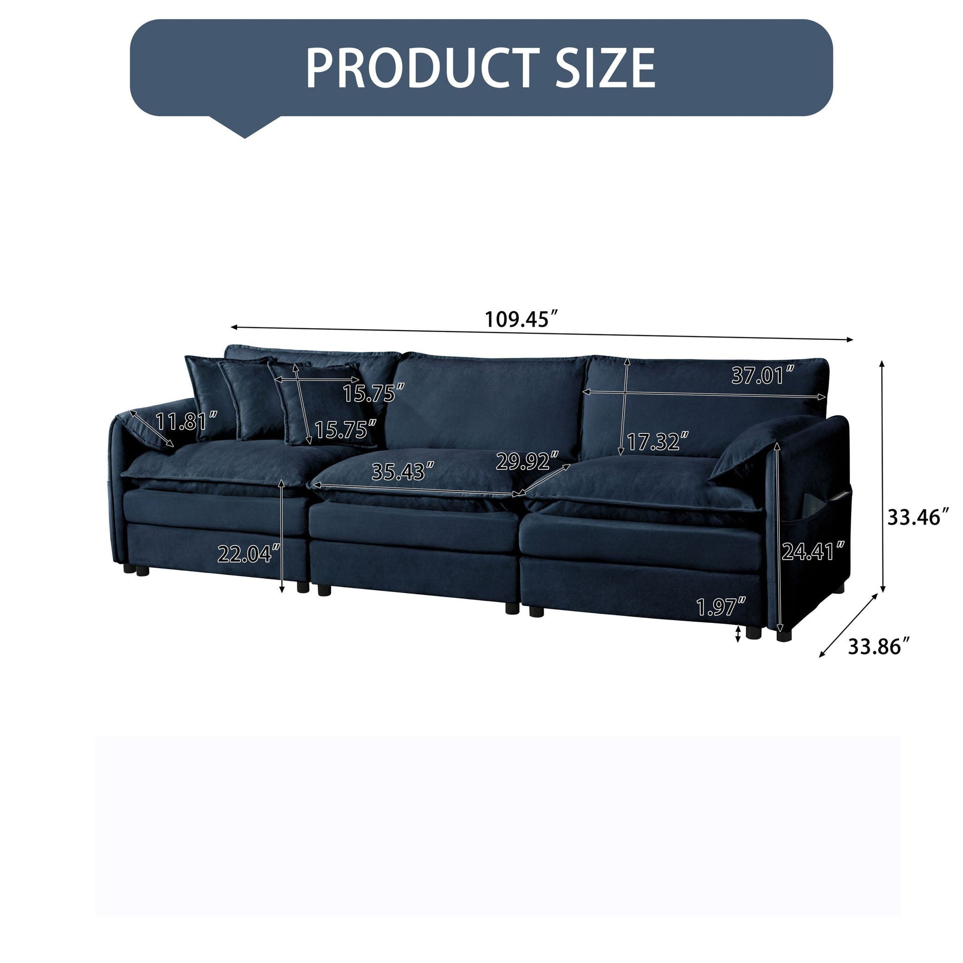 Modern Chenille Oversized Deep Seat Sectional Sofa With Pillows Home Essentials