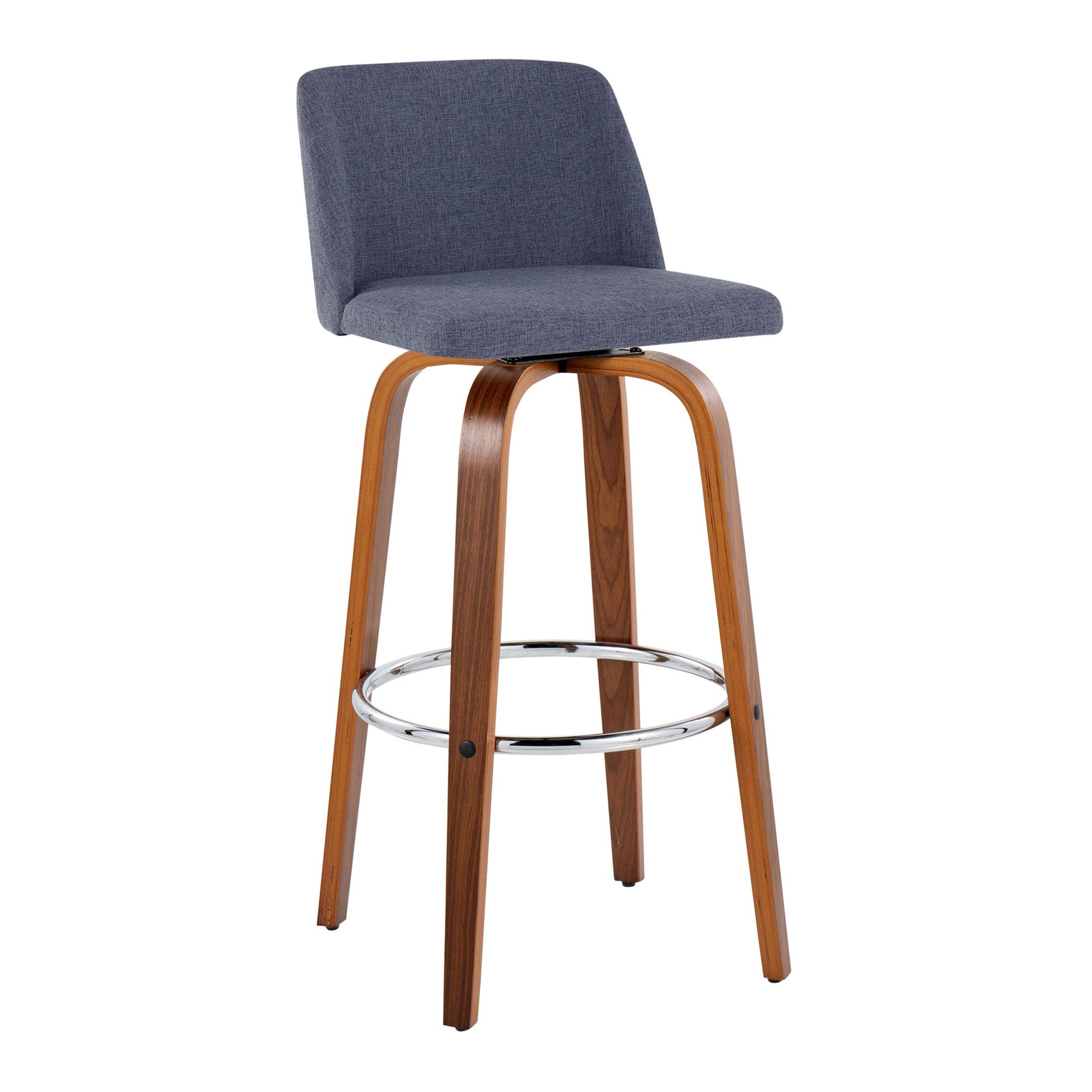 Toriano - Mid Century Modern Fixed Height, Barstool With Swivel With Round Footrest (Set of 2) Lumi Source