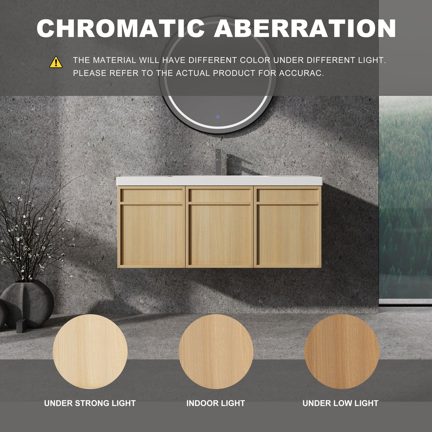 Wall-Mounted Bathroom Vanity With Resin Sink And Soft Closing Doors Home Essentials