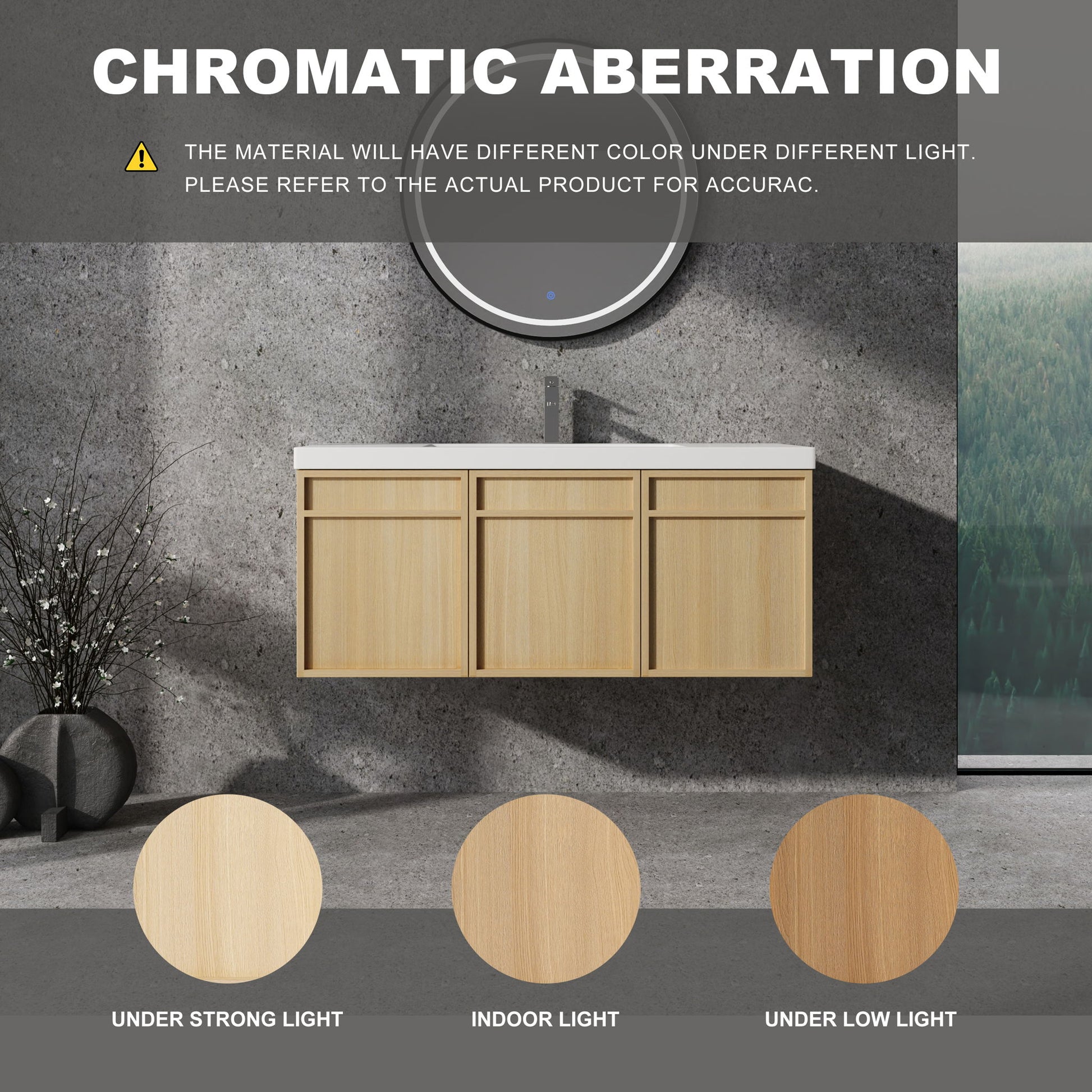 Wall-Mounted Bathroom Vanity With Resin Sink And Soft Closing Doors Home Essentials