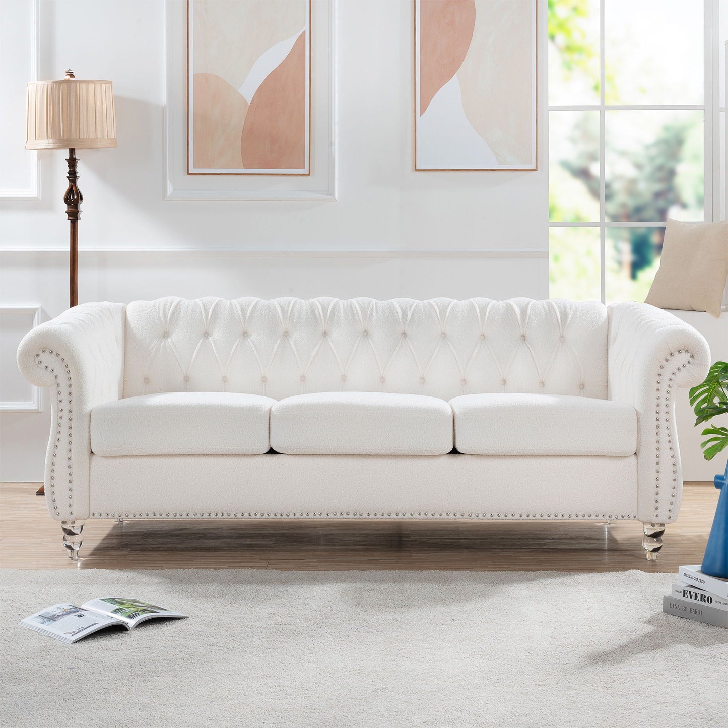 Rolled Arm Chesterfield 3 Seater Sofa Home Essentials
