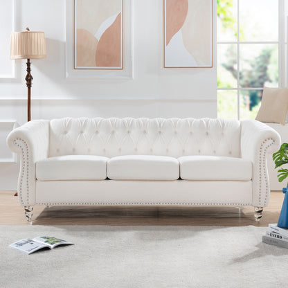 Rolled Arm Chesterfield 3 Seater Sofa Home Essentials