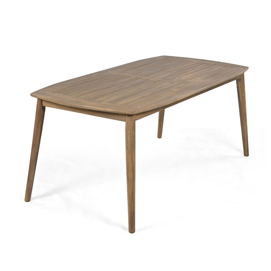 Acacia Wood Dining Table 8 Person Outdoor Table, Farmhouse Furniture For Patio, Garden, Backyard - Light Brown Noble House