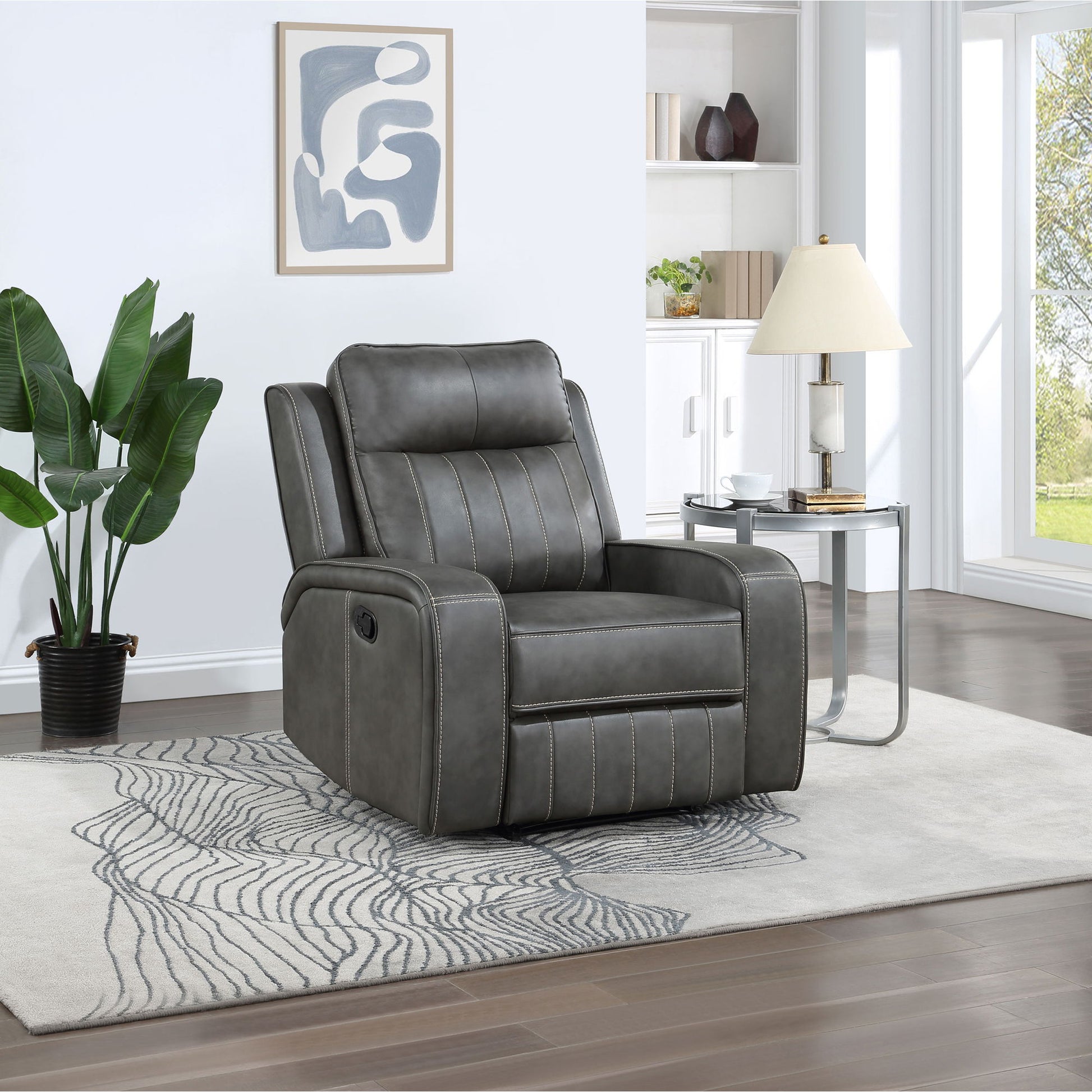 Forrest - Recliner Chair With Tufted Upholstery - Gray Furniture Max
