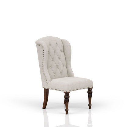 Upholstered Wing Host Chair - Light Gray Bernards Furniture
