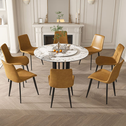 Round Dining Table With Lazy Susan For Kitchen, Dining Room - Black / White Home Essentials