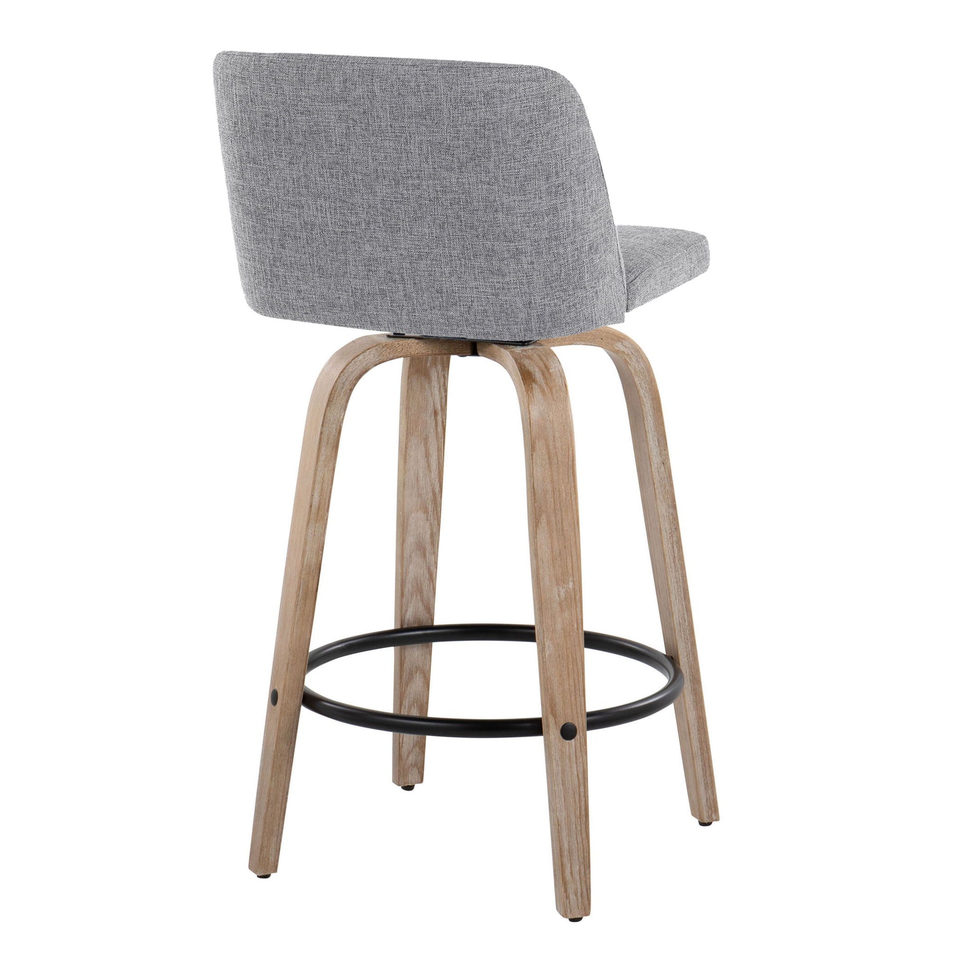 Toriano - Contemporary Fixed-Height Counter Stool & Swivel With Round Footrest (Set of 2) Lumi Source