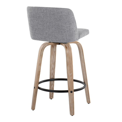 Toriano - Contemporary Fixed-Height Counter Stool & Swivel With Round Footrest (Set of 2) Lumi Source