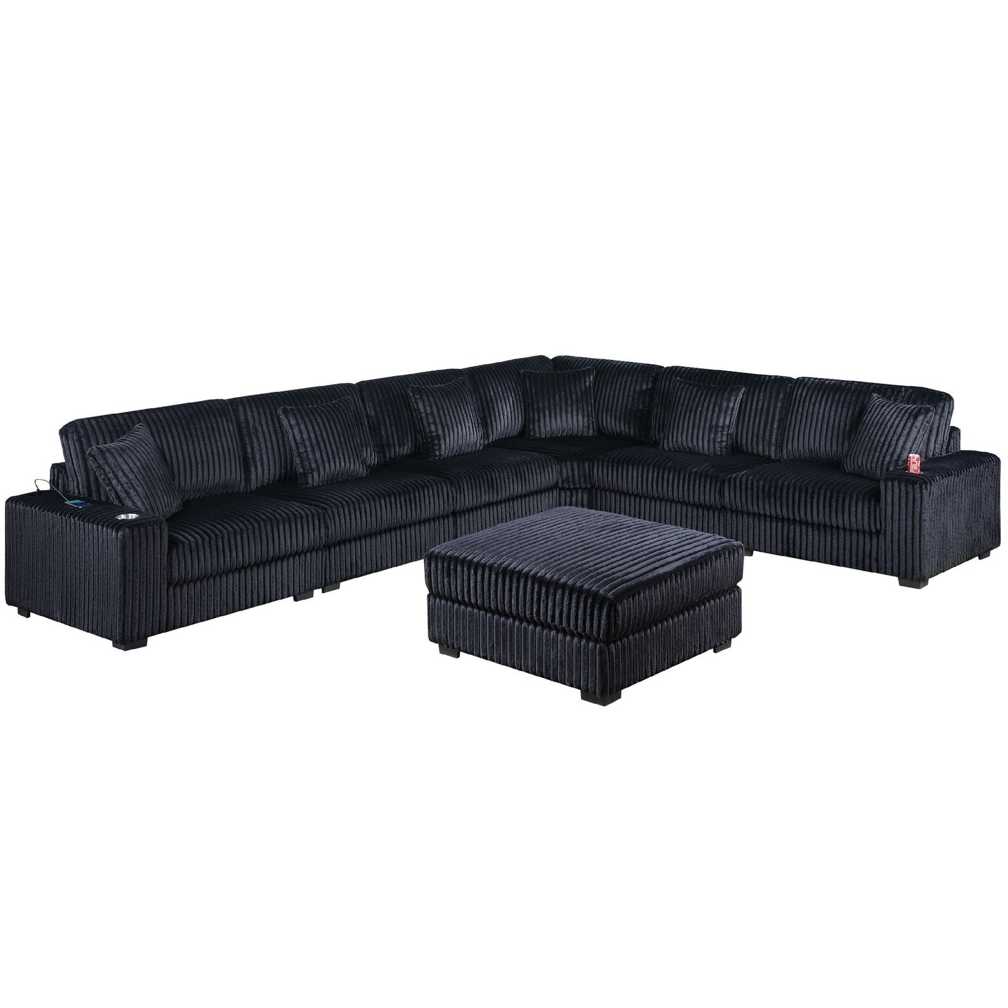 Contemporary Style Modular Sectional Sofa Set With USB, Cup Holder Home Essentials