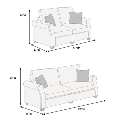 Contemporary 2 Piece Sofa Set With Matching Pillows Home Essentials