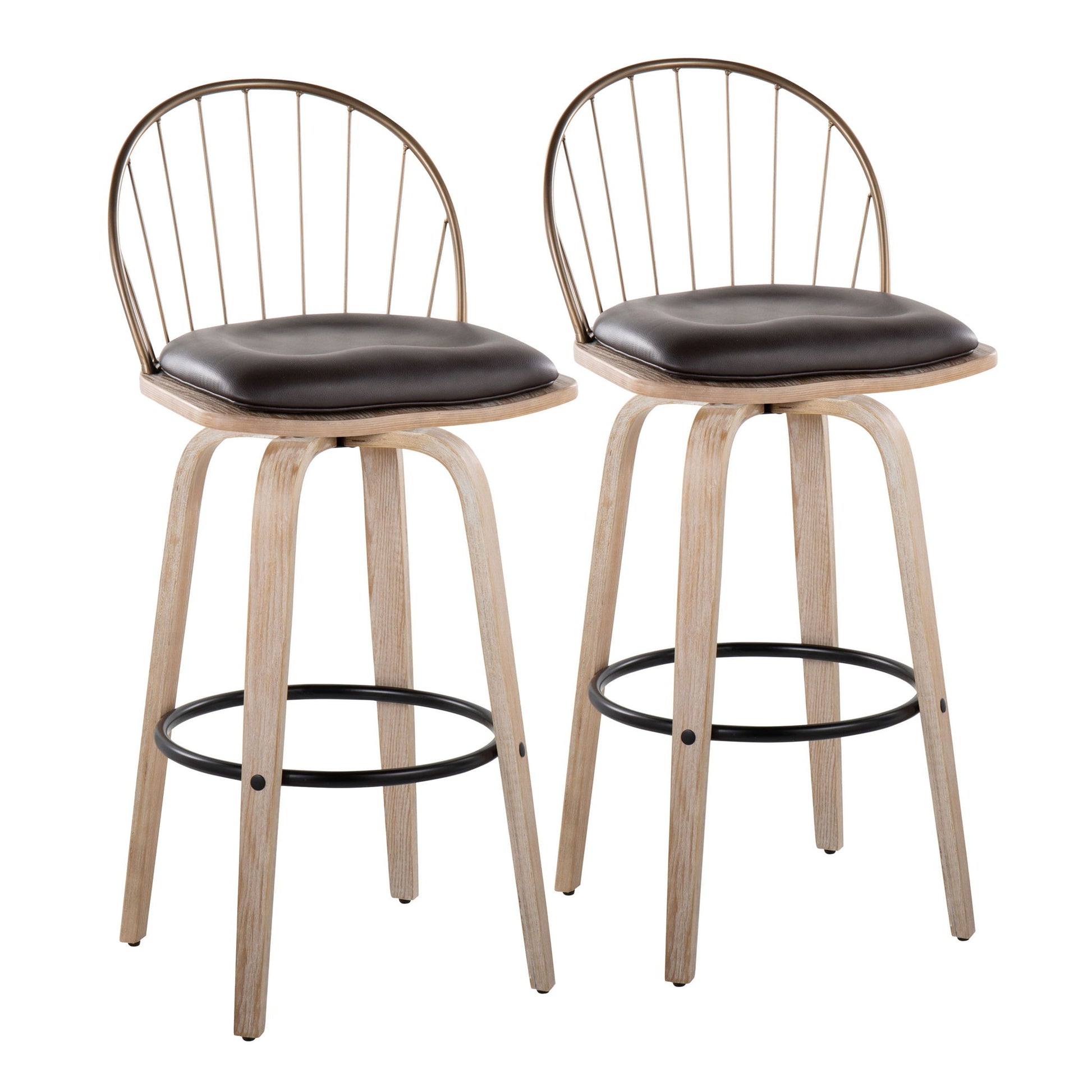Riley - Industrial / Urban Fixed Height Barstool With Swivel With Removable Cushion (Set of 2) Lumi Source