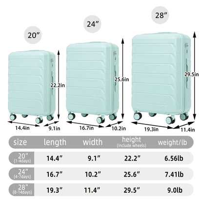 3 Pieces Set 20" / 24" / 28" Spinner Wheel Luggage With Combination Lock Daily Nest